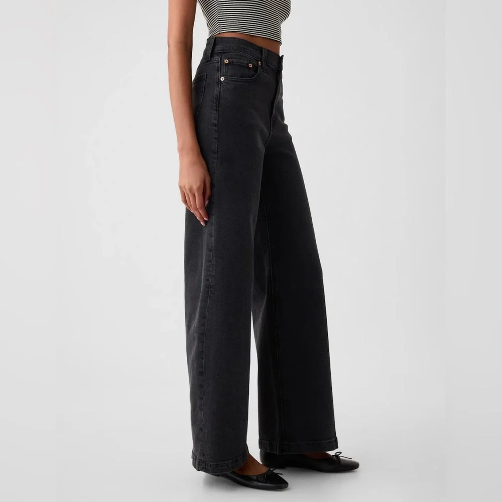 GAP Black Flare Wide Leg Jeans - Picture 3 of 10